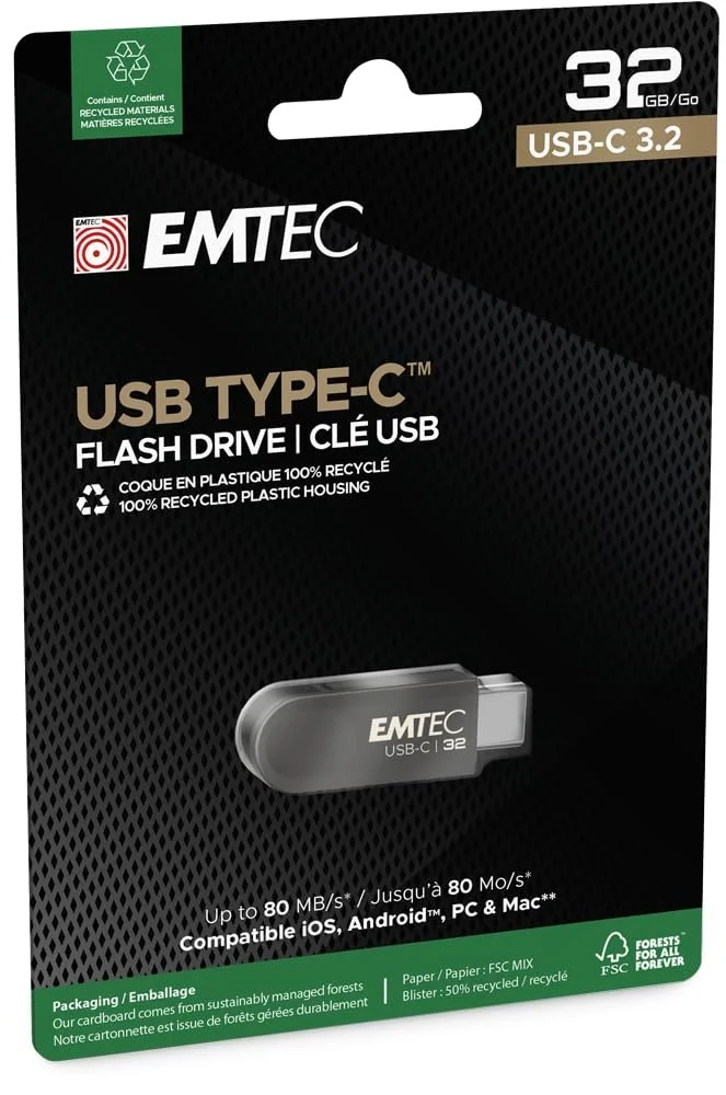 Флеш-диск Emtec C280 32 GB USB 3.2 Type-C, фото №3 Флеш-диск Emtec C280 32 GB USB 3.2 Type-C, фото №3