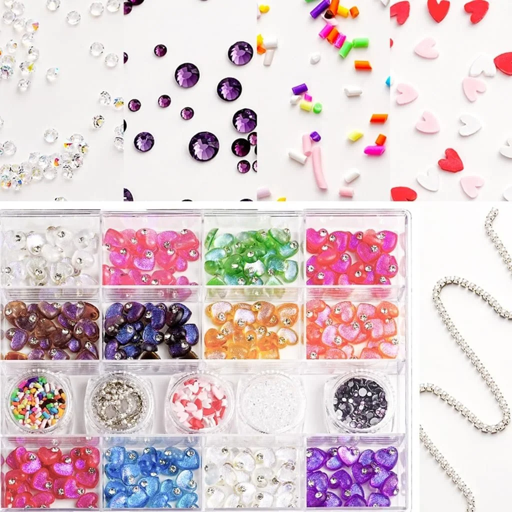 Стрази Серце Смола Плоска задня частина Серце Цвяхи Художні прикраси для акрилових нігтів, фото №2