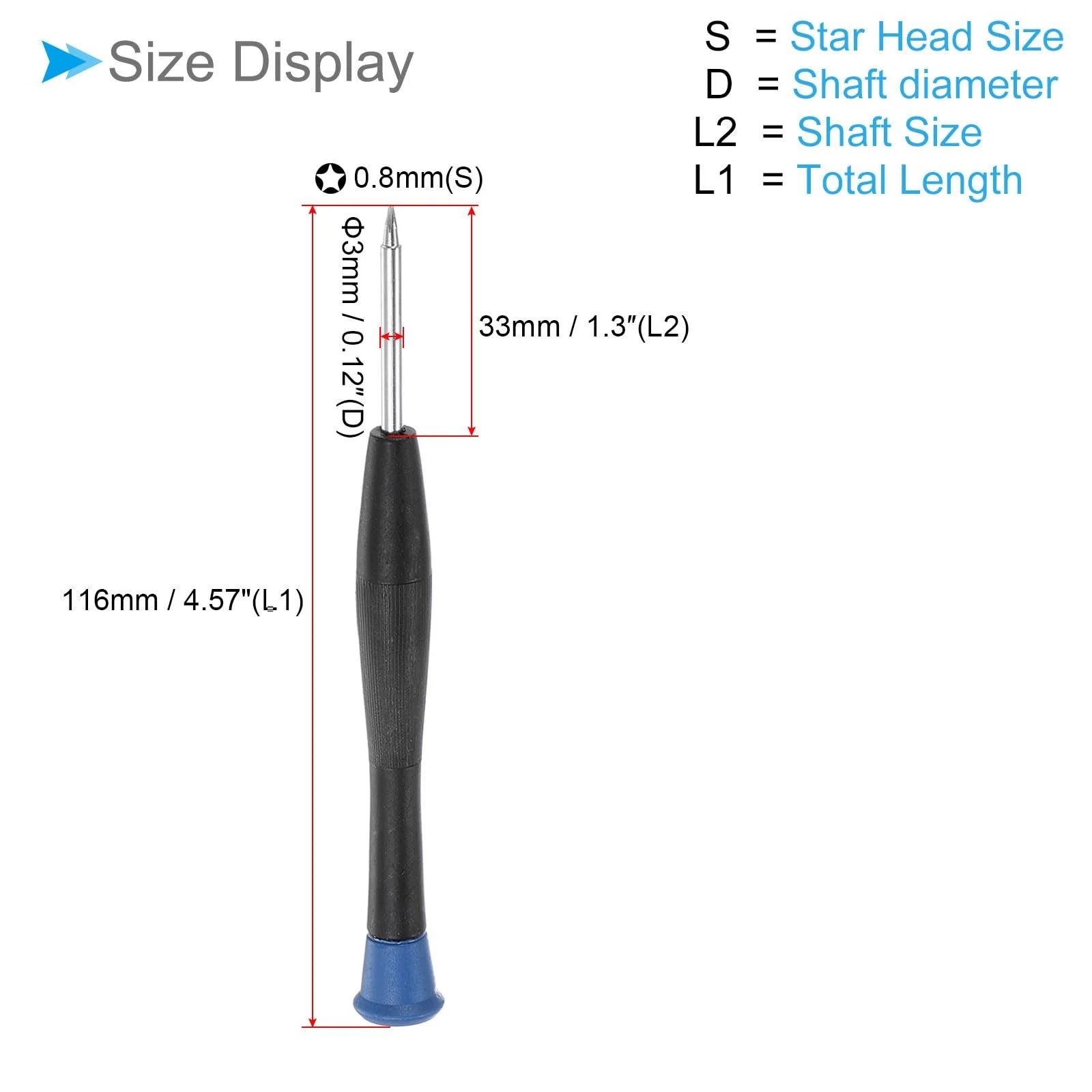 Викрутка Torx 0.8 мм 116 мм сталева набір 10 штук, фото №2