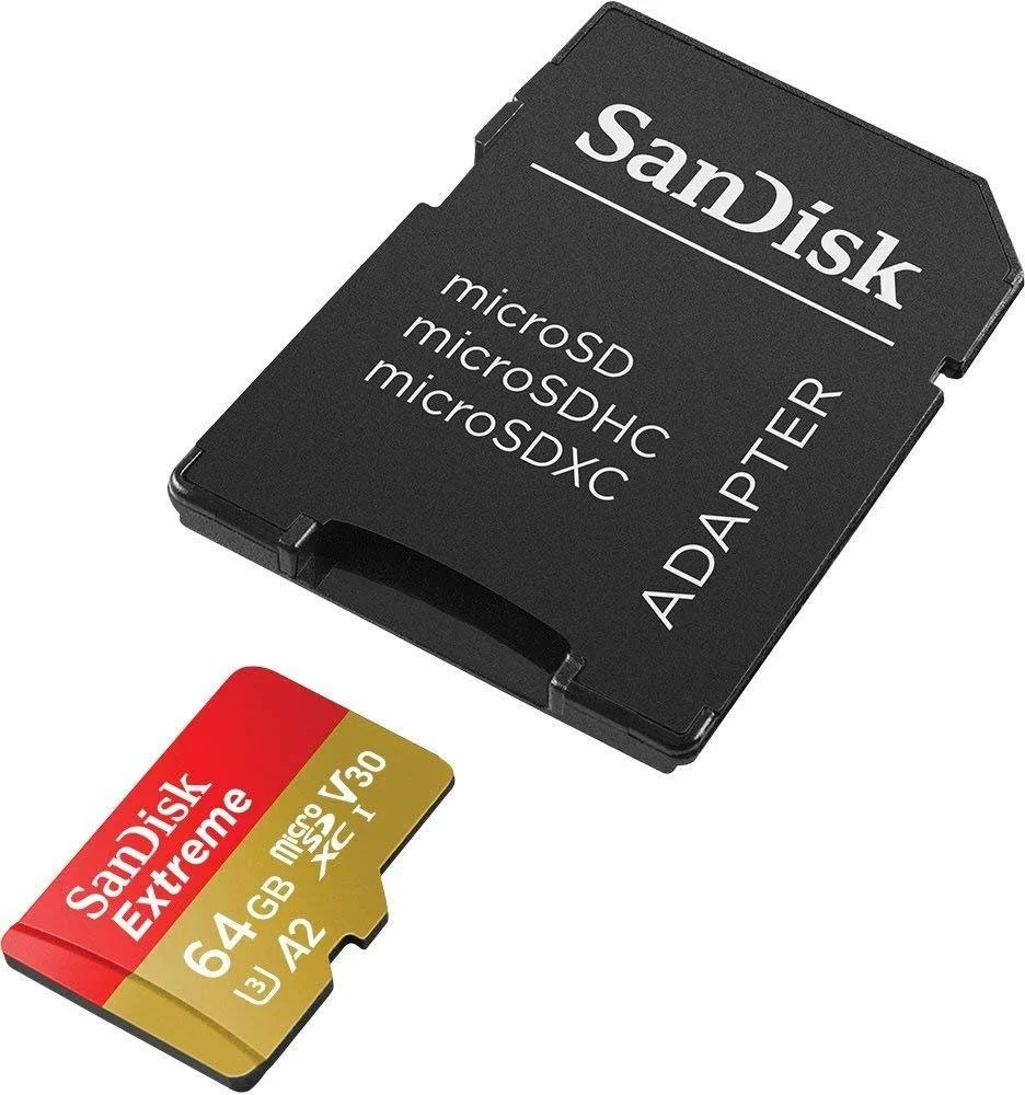 Карта памяти SanDisk Extreme microSDHC 3 Rescue Pro Deluxe 64 GB UHS-I U3 C10 V30 Красный/Золотой, фото №1 Карта памяти SanDisk Extreme microSDHC 3 Rescue Pro Deluxe 64 GB UHS-I U3 C10 V30 Красный/Золотой, фото №1
