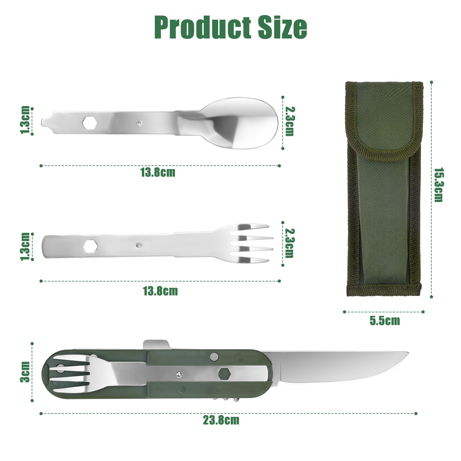 Набір столових приборів POFIBO армійський німецький 5-в-1 багатофункціональний складаний з нержавіючої сталі, фото №7 Набір столових приборів POFIBO армійський німецький 5-в-1 багатофункціональний складаний з нержавіючої сталі, фото №7