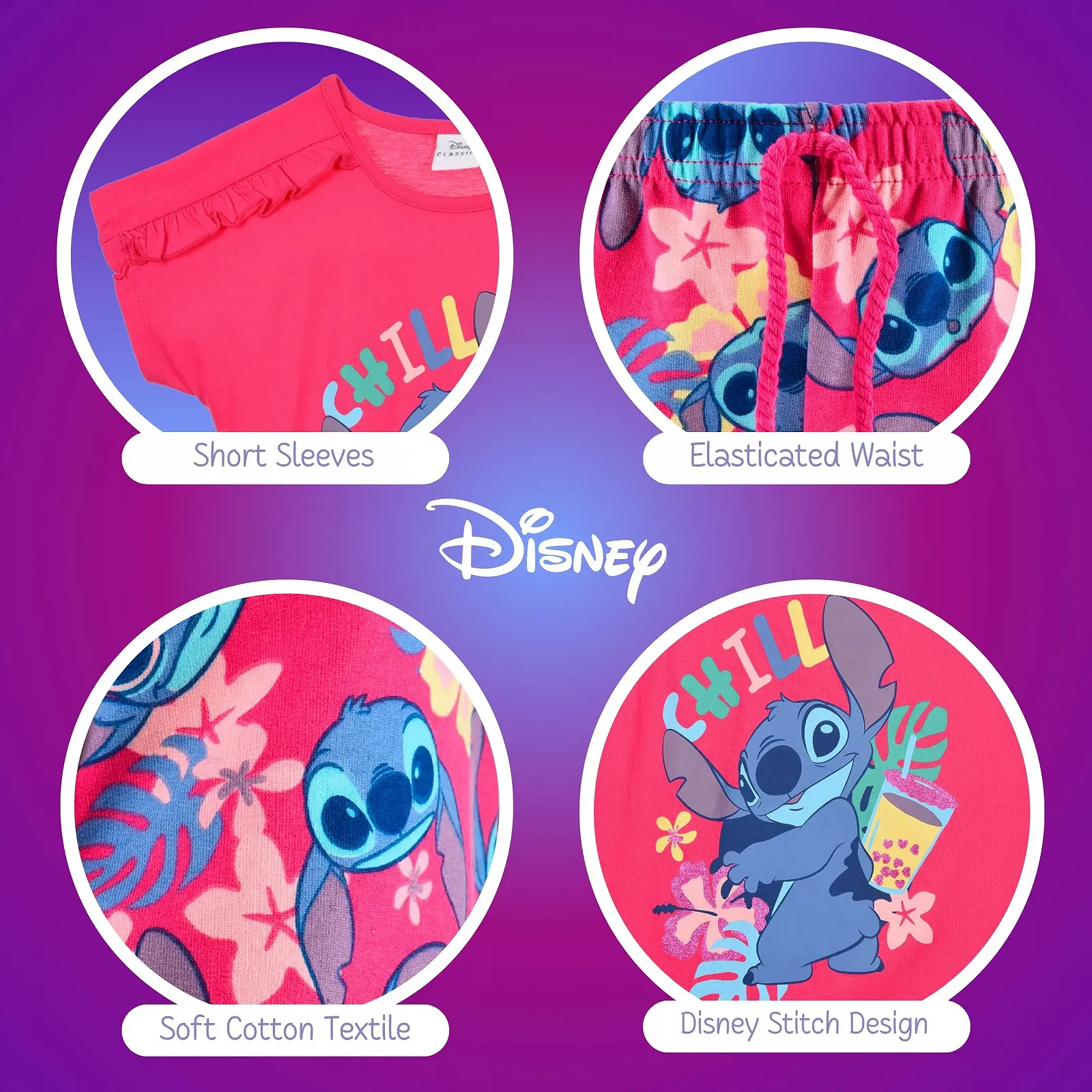 Піжама Disney Stitch, набір з 2 предметів: футболка та шорти, фото №6 Піжама Disney Stitch, набір з 2 предметів: футболка та шорти, фото №6