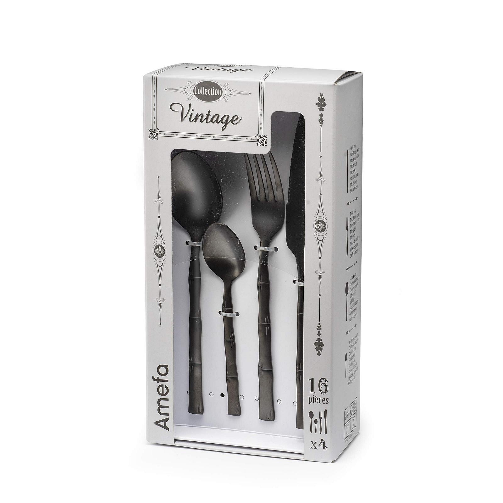 Набор столовых приборов Amefa Karma на 4 персоны, бамбуковый дизайн, 16 предметов, фото №5 Набор столовых приборов Amefa Karma на 4 персоны, бамбуковый дизайн, 16 предметов, фото №5