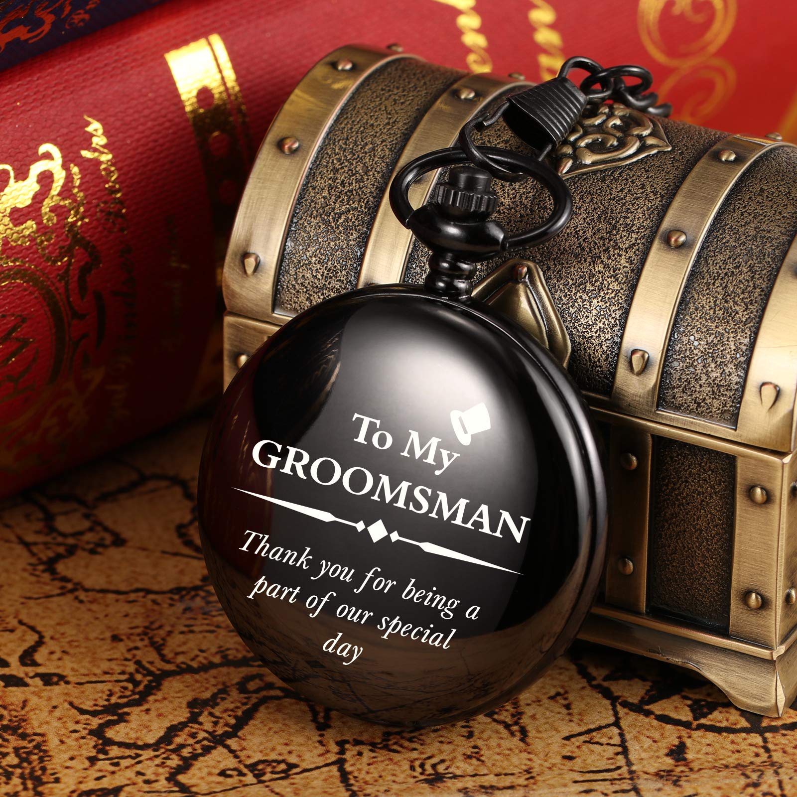 Кишеньковий годинник TREEWETO Personalised Engraved Groom Quartz Fobwatch, фото №6