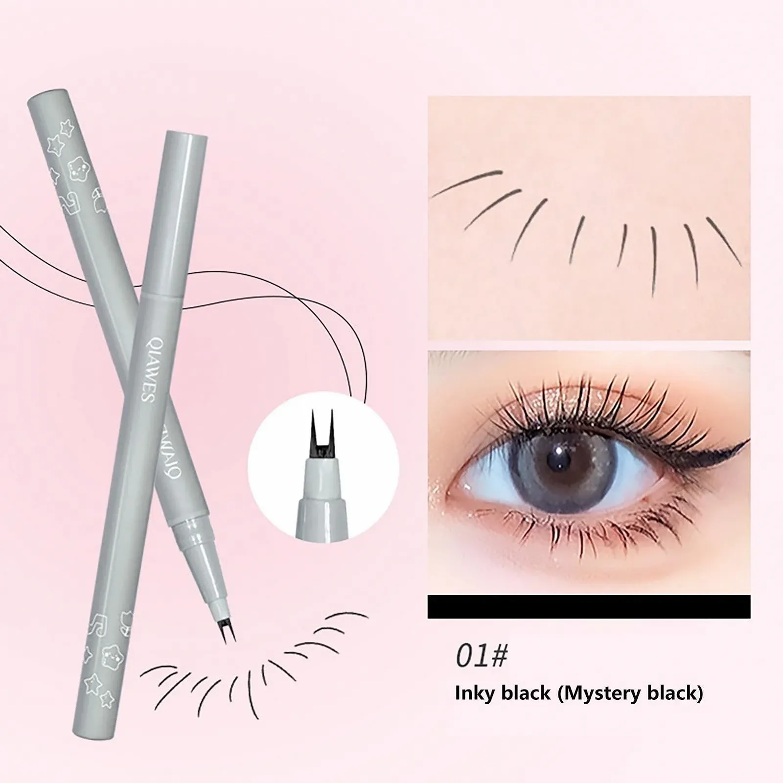 Підводка для очей Подвійний Наконечник для нижніх вій Водостійка Рідка, фото №2 Підводка для очей Подвійний Наконечник для нижніх вій Водостійка Рідка, фото №2