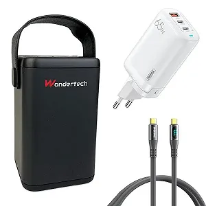 Комплект Повербанк O2 Project 60000 мАг 65W + Кабель гумовий Remax RC-C032 + Швидка GaN зарядка Remax RP-U55 - Фото 1
