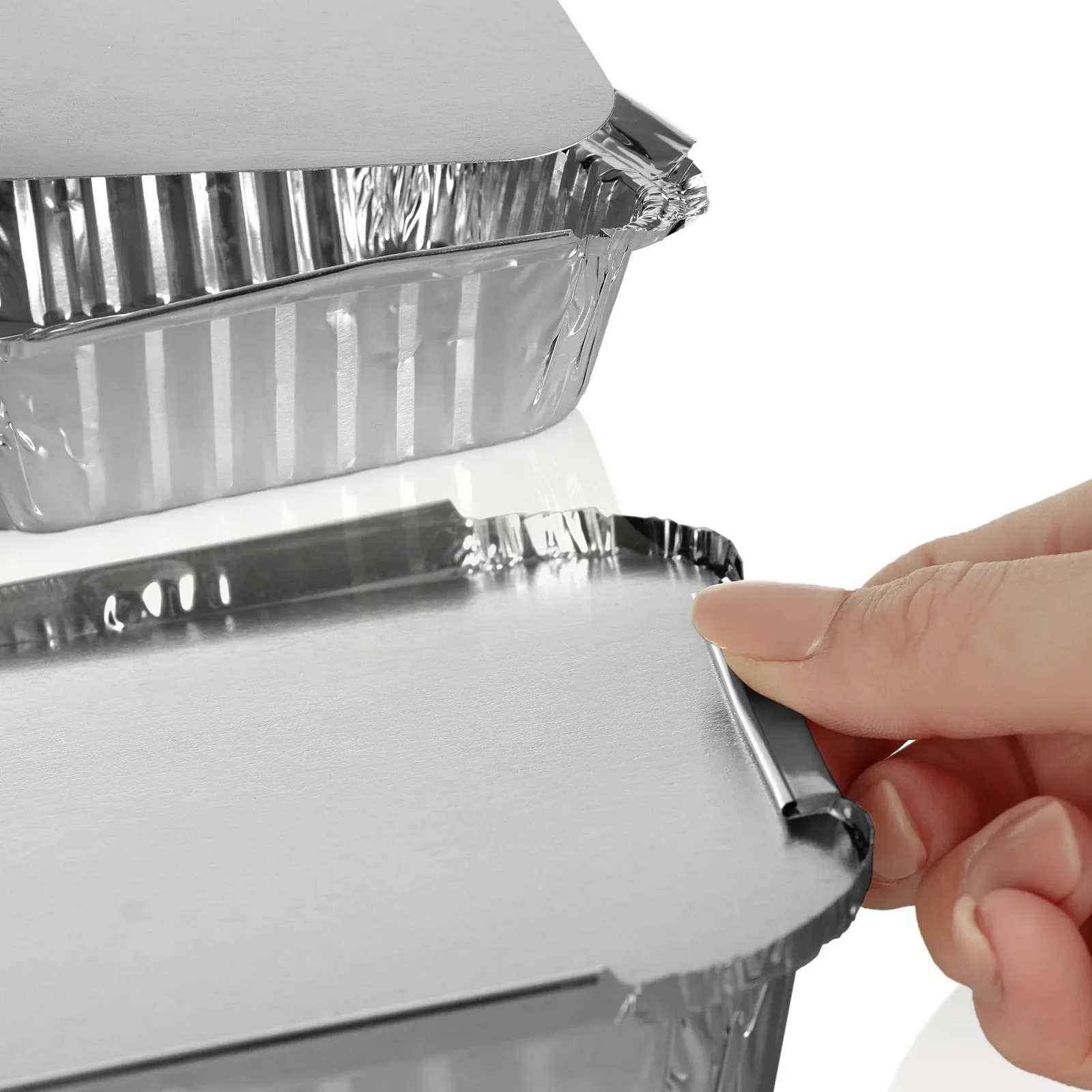 Формы для запекания алюминиевые com-four с крышками набор 24 шт. 350 мл Серебристый, фото №3