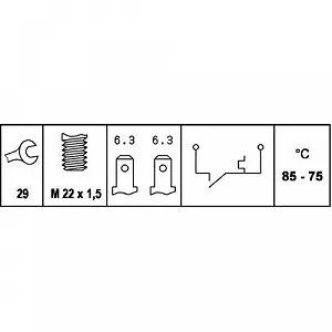 Термовимикач вентилятора радіатора HELLA 6ZT 007 800-041 для ALFA ROMEO CITROËN VW synthetic.ua - Фото 1
