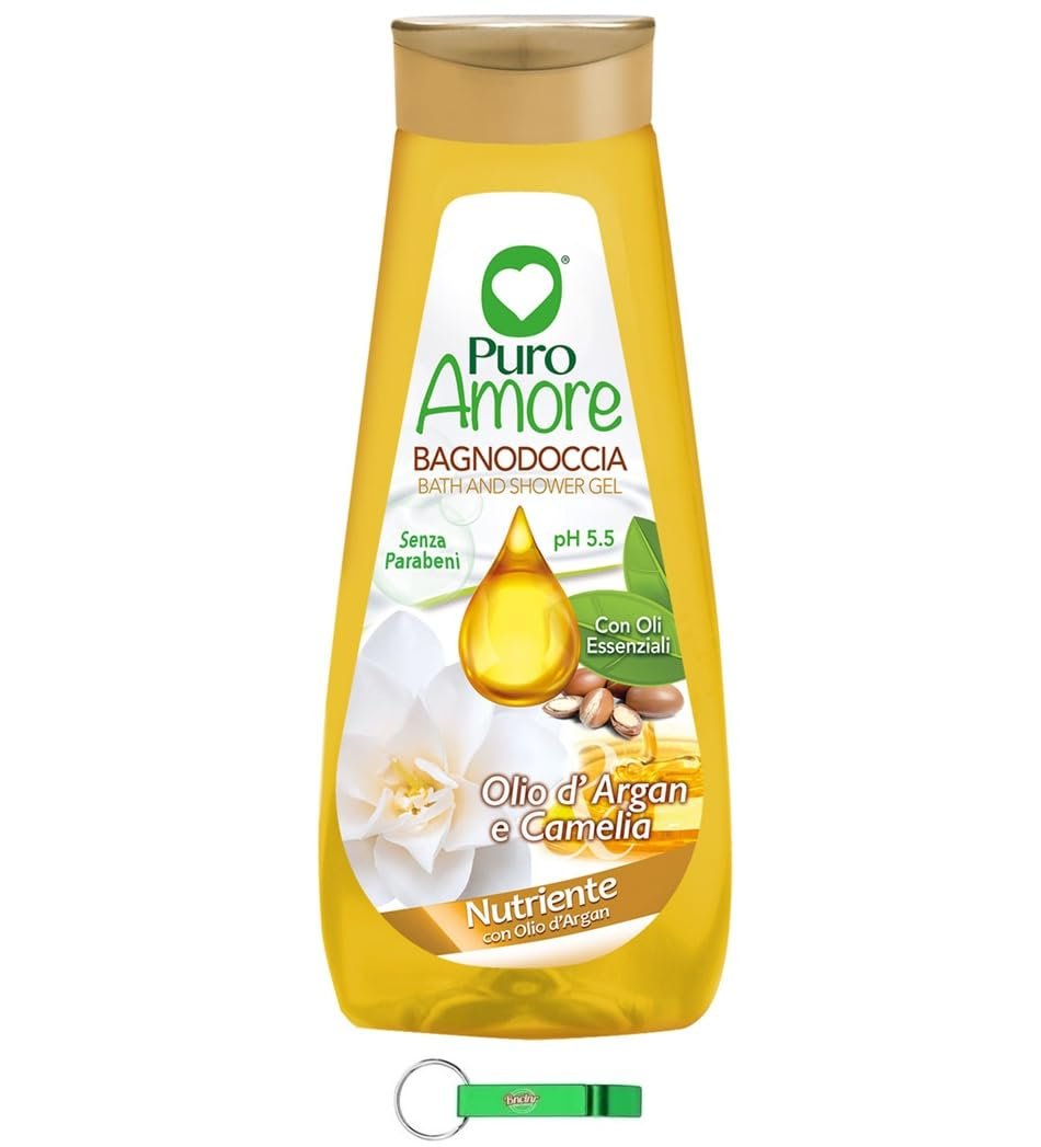 Гель для душу Puro Amore Bagnodoccia Olio di Argan e Camelia 8 x 750 мл + брелок Beni Culinari, фото №1