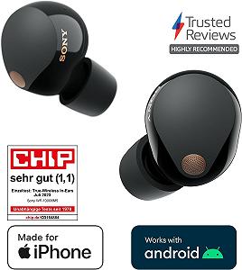 Навушники Бездротові Sony WF-1000XM5 Шумопоглинаючі Bluetooth Вставні Мікрофон До 24 Годин Роботи Батареї Швидка Зарядка IPX4 iOS & Android Сумісні - Чорний, Маленький synthetic.ua - Фото 1