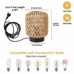 Настільна лампа WILON E27 плетена ротанг 18.5х20 см synthetic.ua - Фото 1