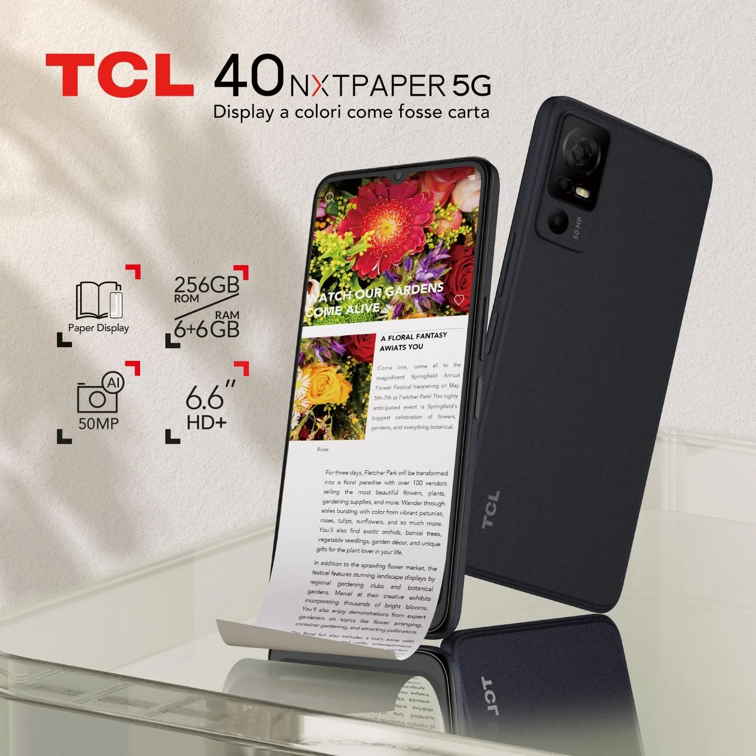 Смартфон TCL NXTPAPER 40 5G 6.6" HD+ 90Hz 256GB 12GB RAM 50MP Starlight Black, фото №4 Смартфон TCL NXTPAPER 40 5G 6.6" HD+ 90Hz 256GB 12GB RAM 50MP Starlight Black, фото №4