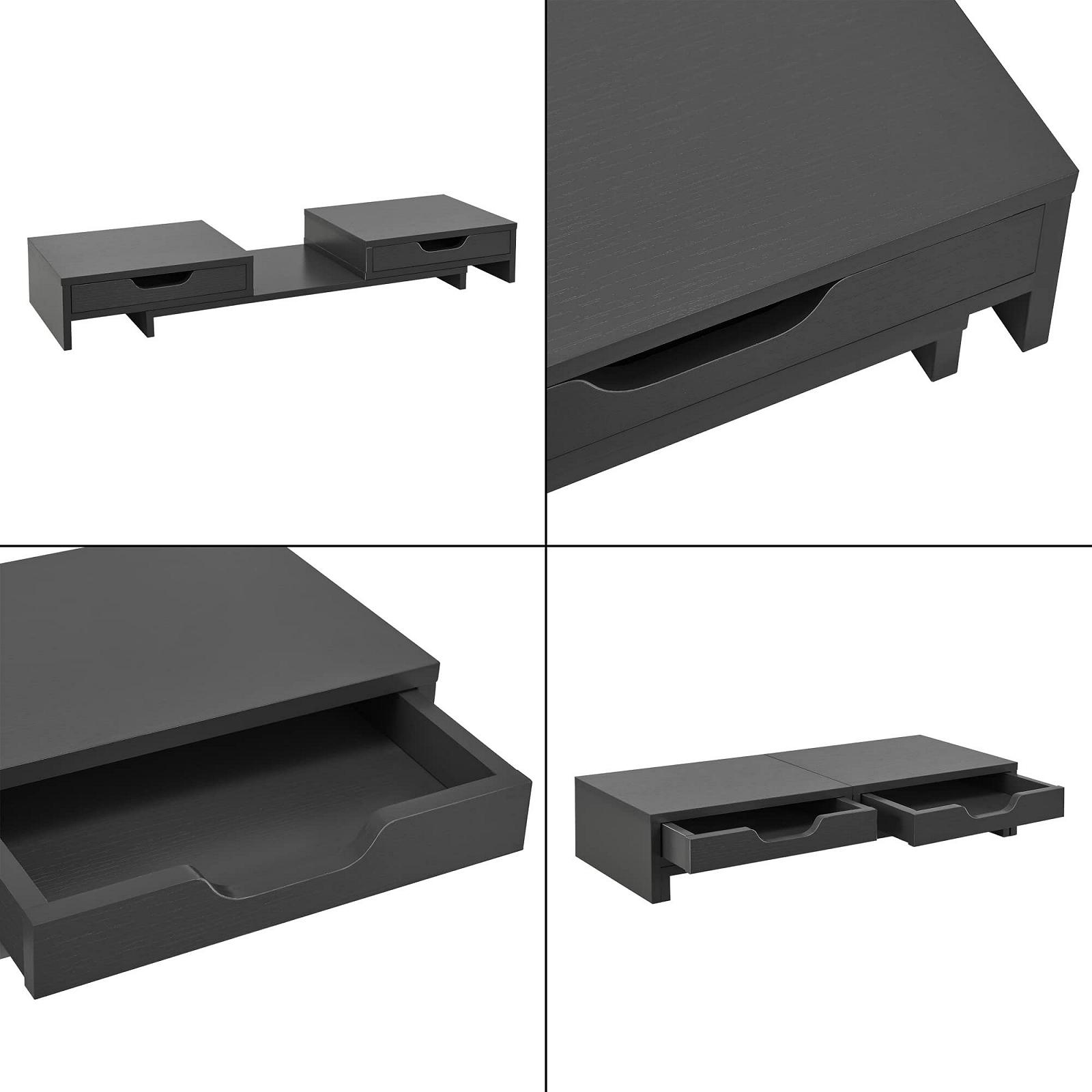 Підставка для монітора [en.casa] Marttila з 2 шухлядами 60 x 22 x 11 см для ноутбука, темно-сіра, фото №7