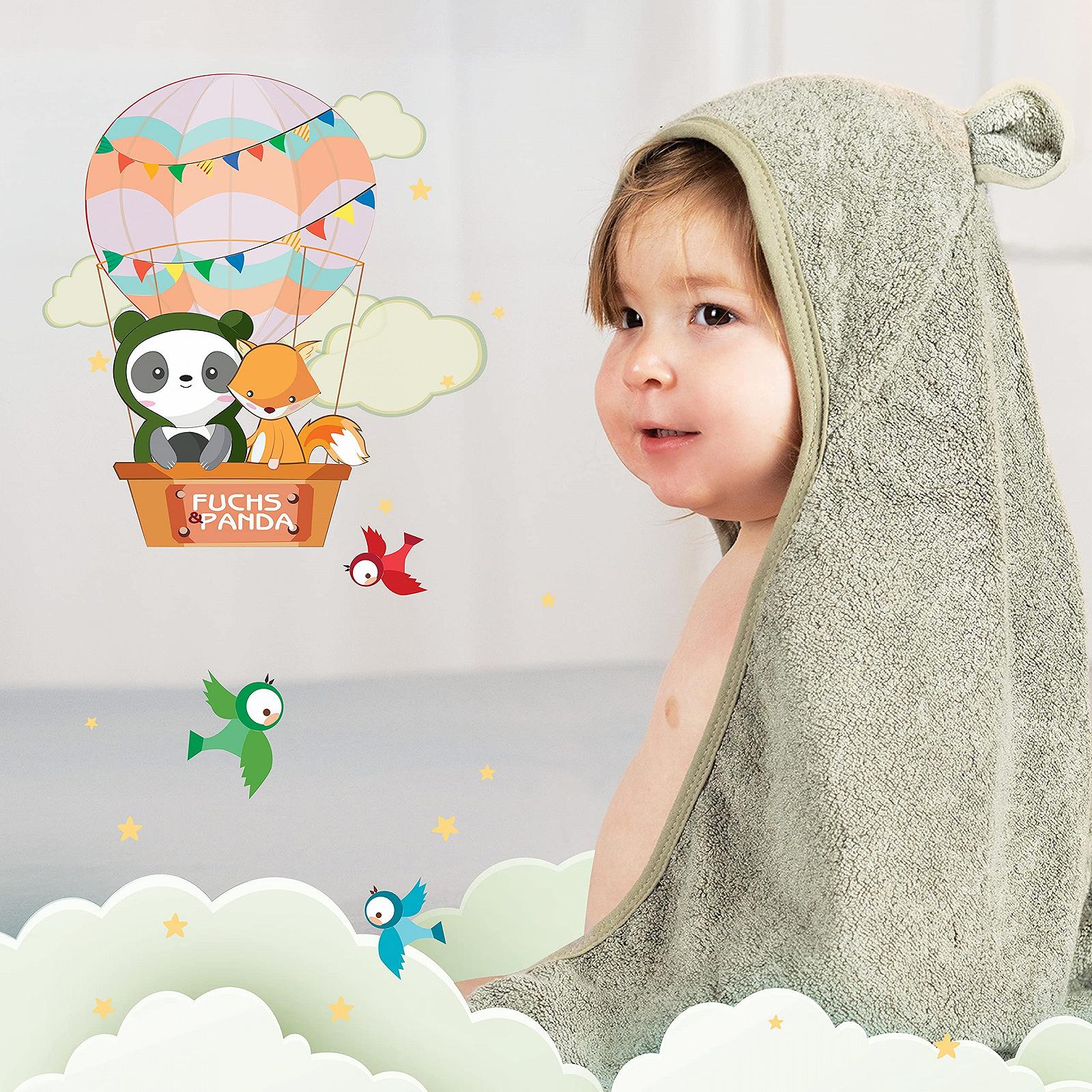Рушник з капюшоном ® Baby Extra Thick, Warm & Soft 75 x 75 см, бамбук 100%, м'ятно-зелений, фото №7