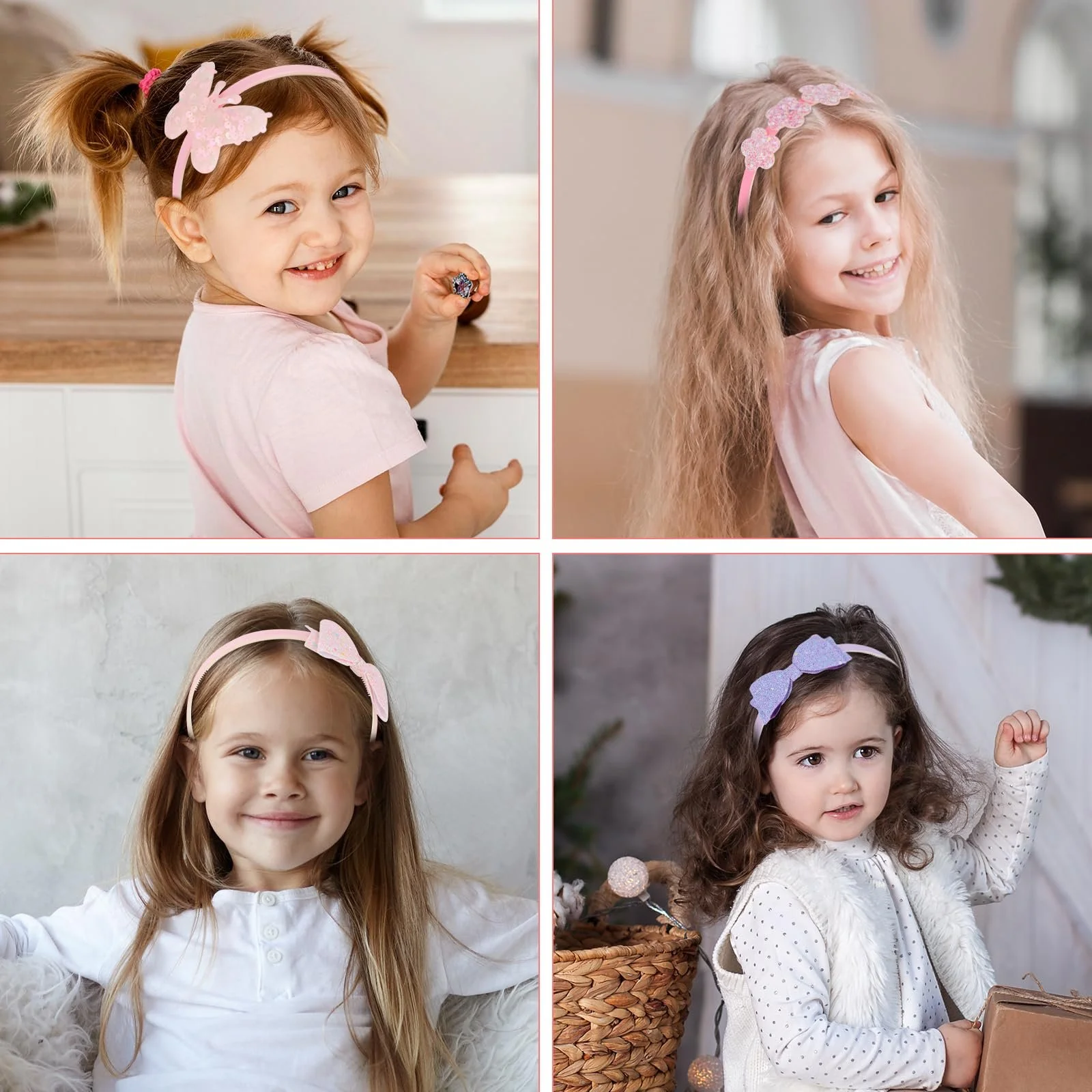 Обруч Блискучий Бант Метелик Квітковий Різнокольоровий, 6 шт, фото №7