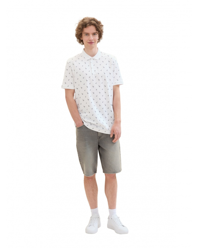Поло Men's Polo with Palm Pattern 1042114ХХ35505 Tom Tailor Білий M, фото №4