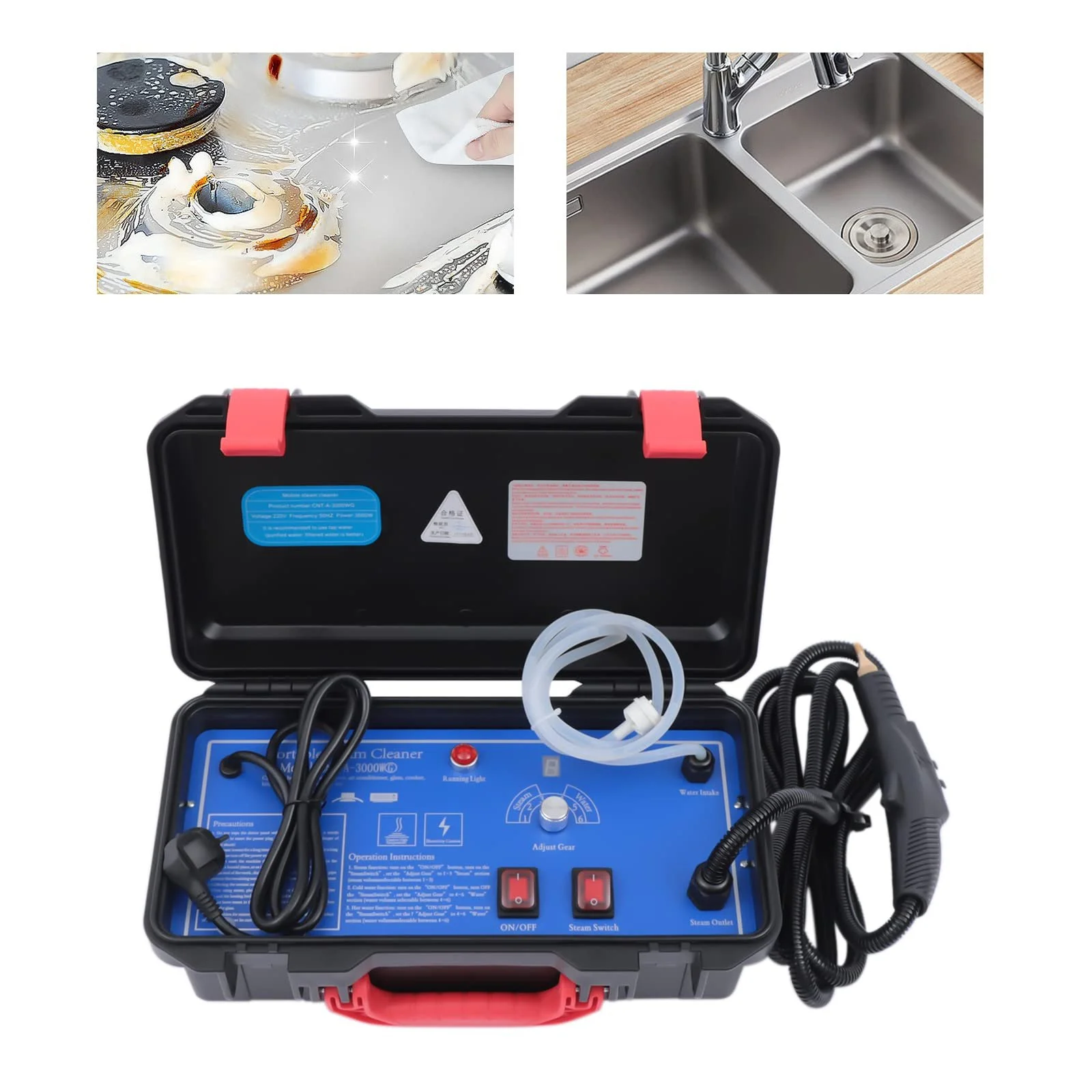 Ручний пароочисник паровий пилосос 3000 W 6 швидкостей 5 щіток, фото №7