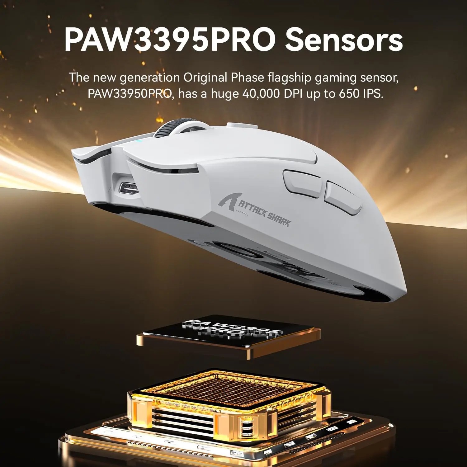 Миша Attack Shark X1 White 40000DPI PAM3395PRO Wireless Bluetooth із зарядною базою, фото №5