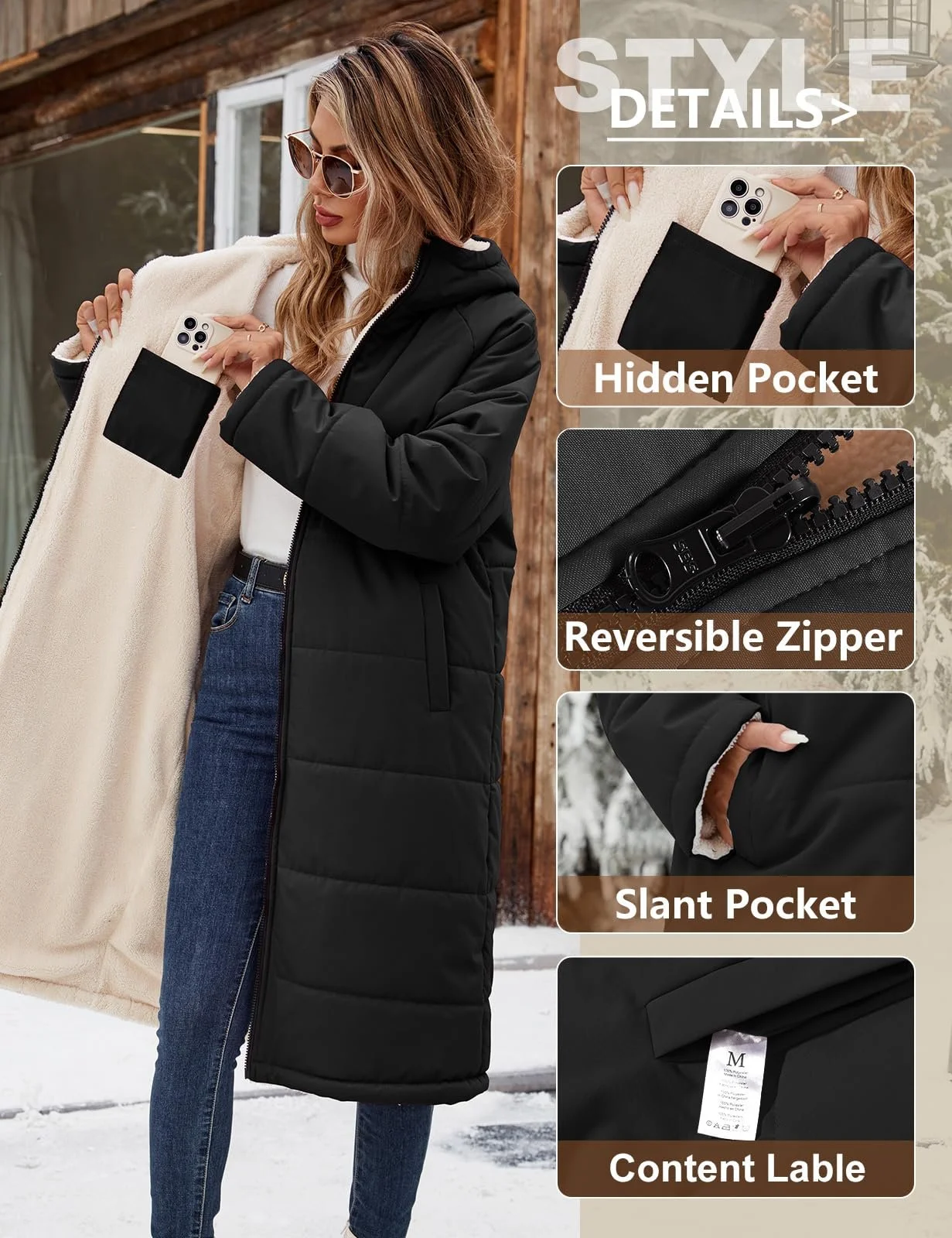 Зимове пальто Vancavoo Жіноча довга, фото №4 Зимове пальто Vancavoo Жіноча довга, фото №4