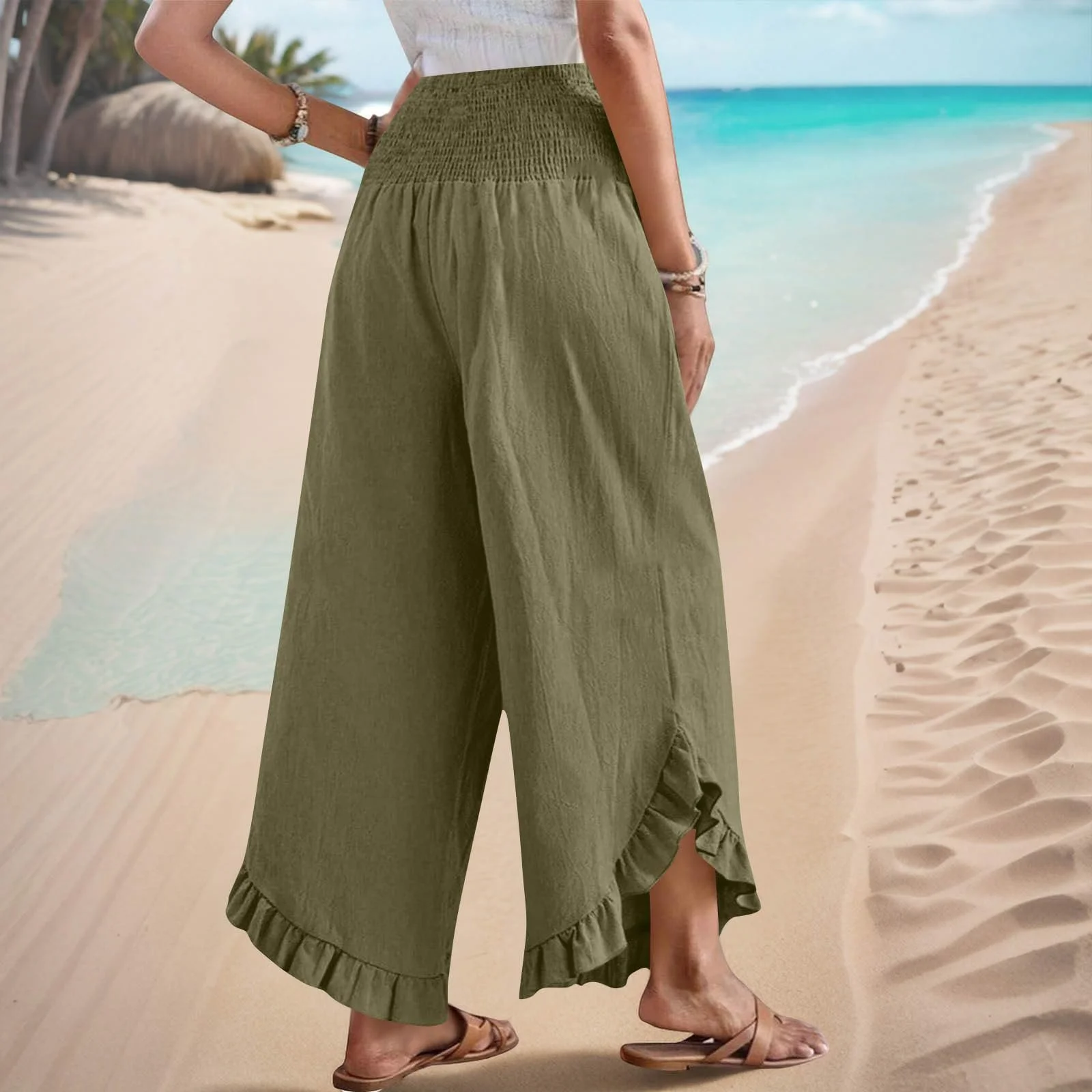 Льняні Штани Komiseup Жіночі Муслінові Висока Талія, фото №5 Льняні Штани Komiseup Жіночі Муслінові Висока Талія, фото №5