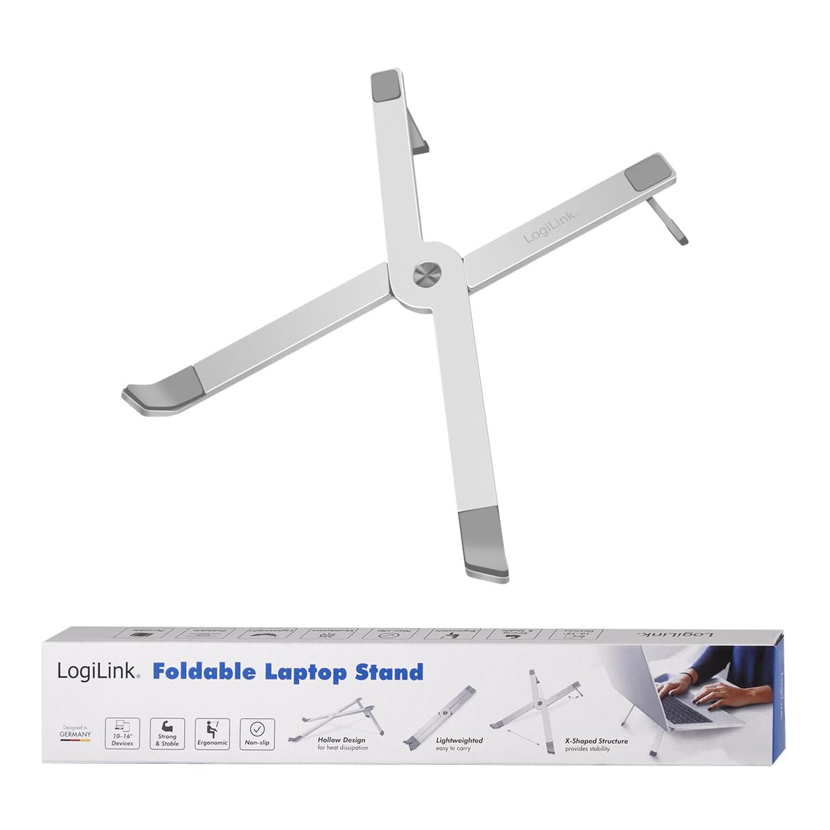 Підставка для ноутбука/планшета LogiLink AA0166 складна для 10-16" алюміній, фото №12 Підставка для ноутбука/планшета LogiLink AA0166 складна для 10-16" алюміній, фото №12
