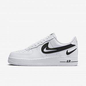 Кроссовки Nike Air Force 1 Low Cut Out Swoosh White Black (GS) - Фото 1