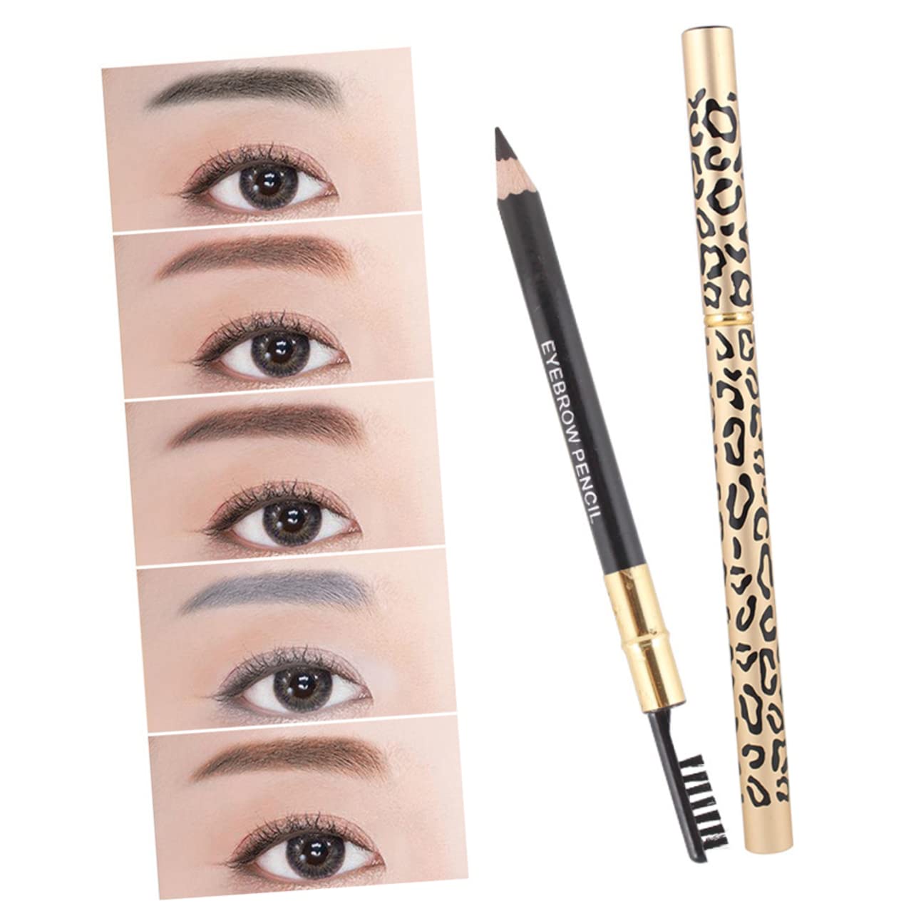 Набір MERRYHAPY 6 штук Олівці для брів Леопард Олівець для очей Кольорові Олівці Палетка Пензель для олівців для брів Бамбук Коричневий, фото №5