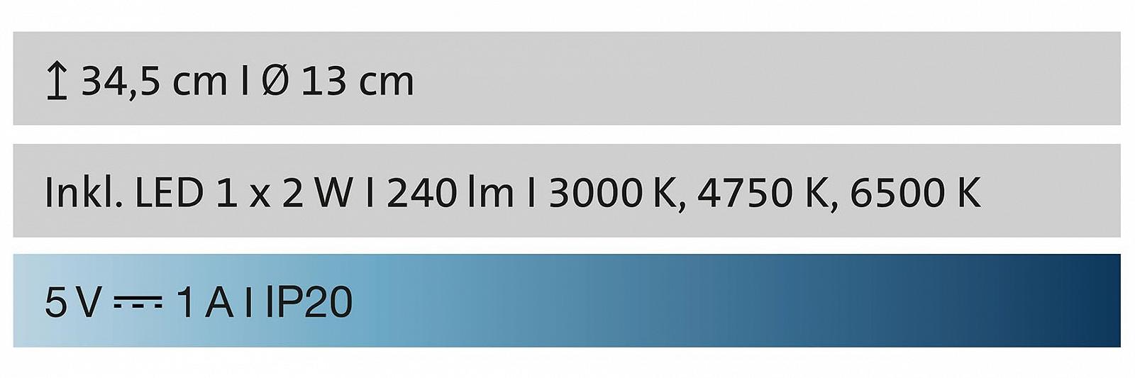 Настільна лампа RIVA Бездротова з сенсорним диммером Висота 34,5 см Срібляста / Димчасте скло, фото №3