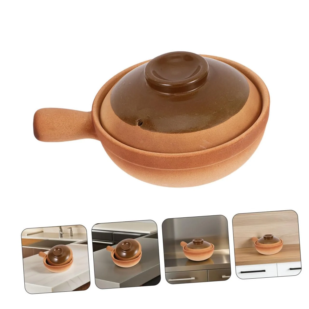 Глиняный горшок Cabilock Traditional с крышкой Маленький Многофункциональный для риса и супа, фото №9