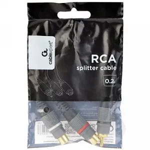 Кабель мультимедийный 3.5 Jack to 2RCA 0.2m Cablexpert (CCAP-RCAM2F-0.2M) synthetic.ua - Фото 1