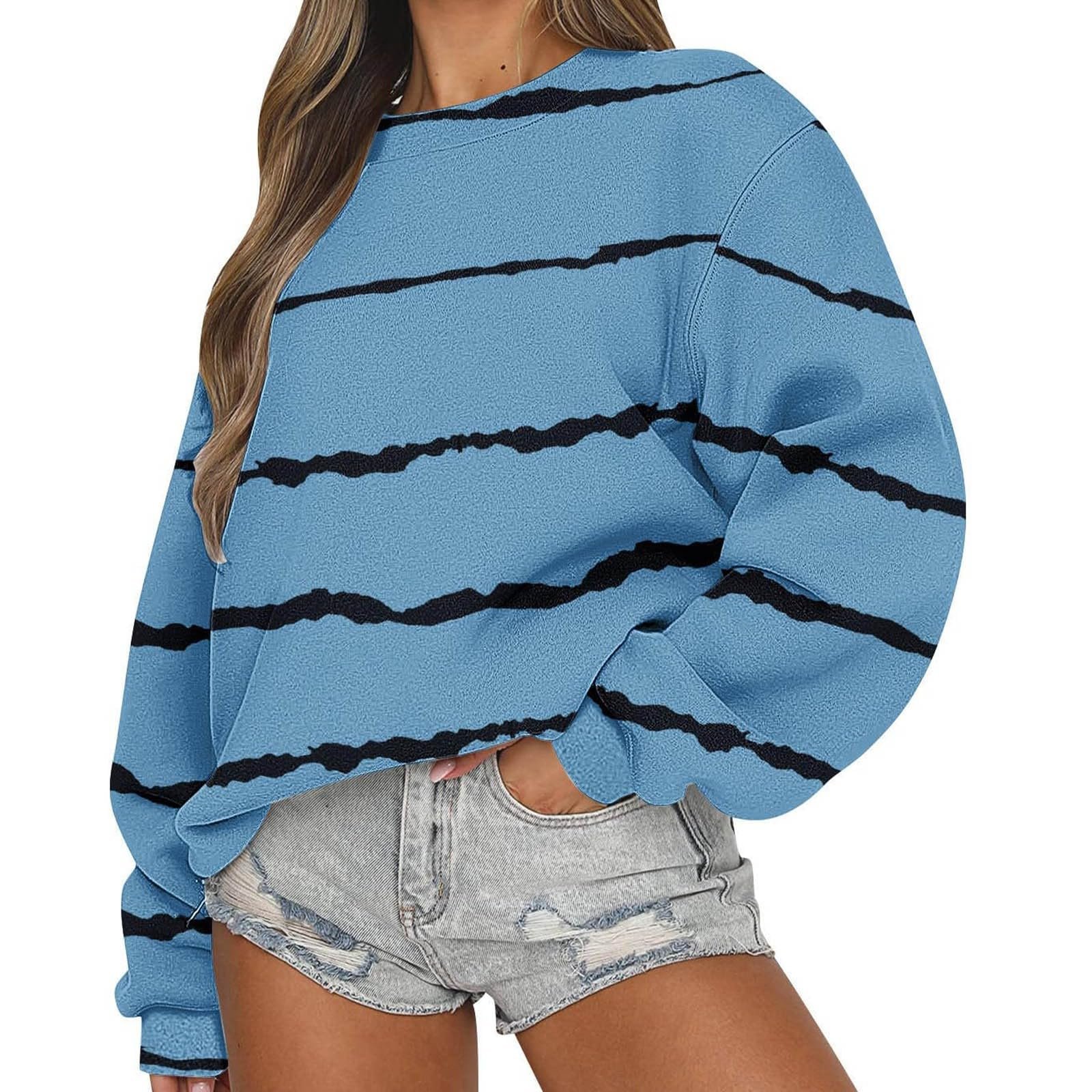 Жіноча повсякденна смугаста кофта, фото №1 Жіноча повсякденна смугаста кофта, фото №1