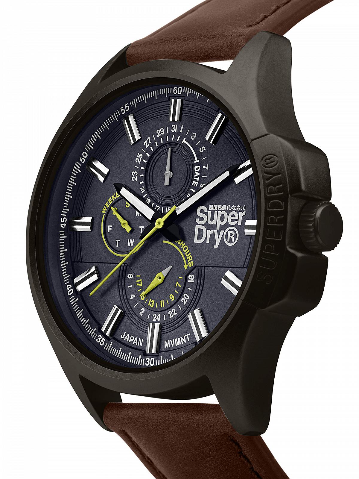 Часы Superdry Men's Multi Dial Quartz SYG258BRB с кожаным ремешком, фото №2