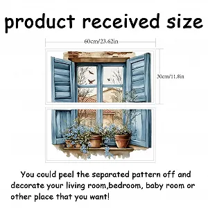 Наклейка на стіну SUPERDANT Підвіконня та кімнатні рослини 60 x 30 см Акварель synthetic.ua - Фото 1