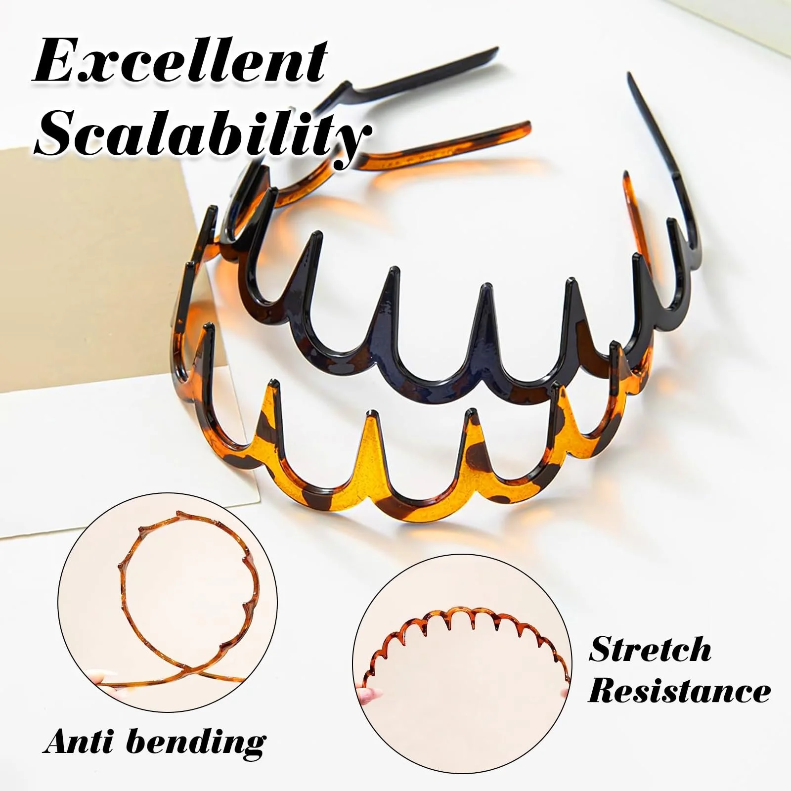 Набір з 4 х хвилястих пластикових обручів для волосся, фото №4