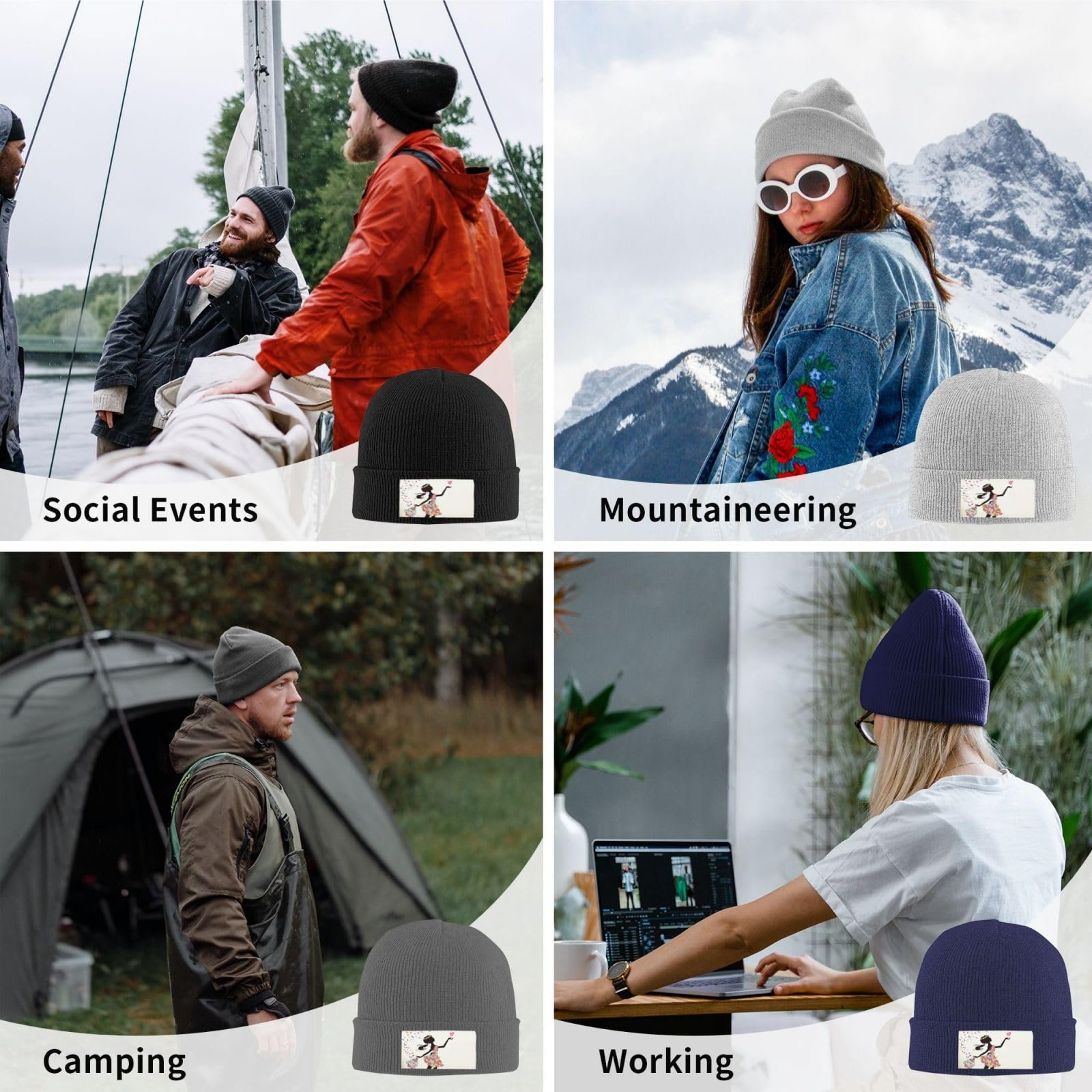 Вязаная шапка Медведь Олень Шерстяная, фото №9