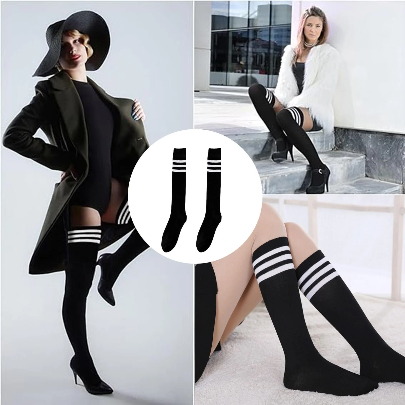 Жіночі панчохи вище коліна, гетри, смугасті панчохи, фото №3 Жіночі панчохи вище коліна, гетри, смугасті панчохи, фото №3