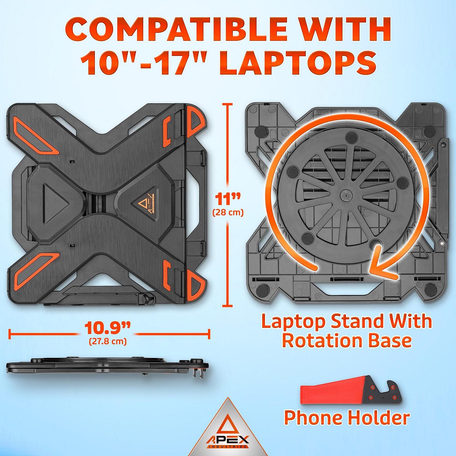 Подставка для ноутбука с держателем для телефона 360
Регулируемая подставка для ноутбука Совместима с 13"-17" ноутбуками и MacBook, фото №8