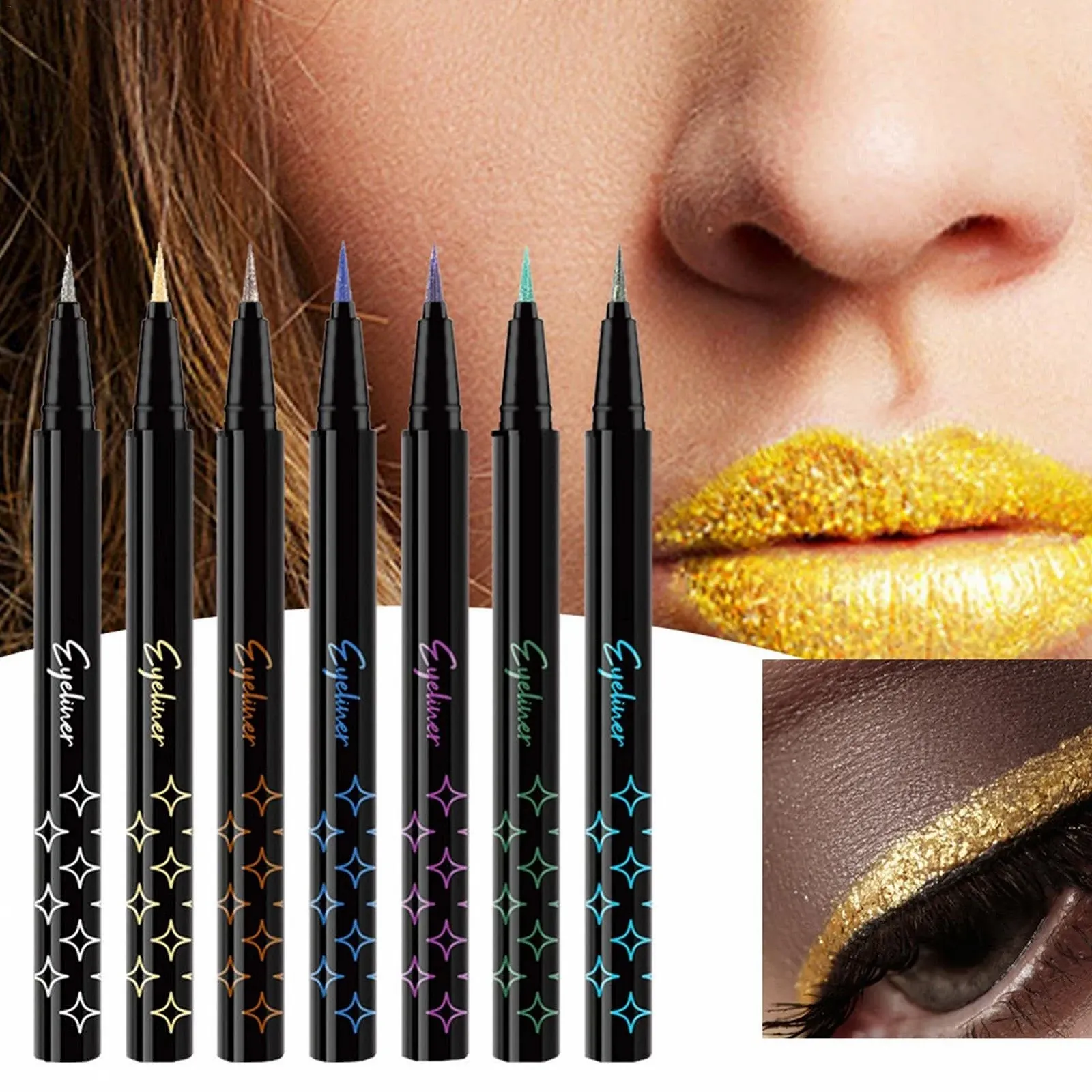 Підводка Glitzer-Eyeliner-Stift Zasdvn Glitzer-Flüssig-Eyeliner Багатобарвний, фото №3