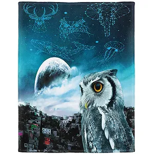 Одеяло YISUMEI Пушистое Мягкое Флисовое Одеяло для Дивана Кровати Сова 135 x 200 см - Фото 1