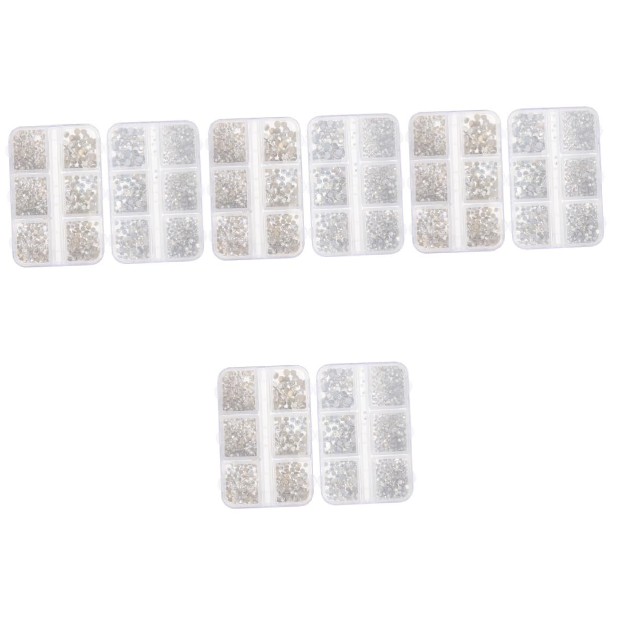 Украшения для ногтей Белый FRCOLOR 8 коробок de Cristal Para Уникальные украшения для ногтей DIY Маникюрные украшения DIY Аксессуары для ногтей Блестки Набор для ногтей Стразы Плоский дриль, фото №1