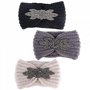 Вязаная повязка на голову Женская зимняя с блестками - Фото 1