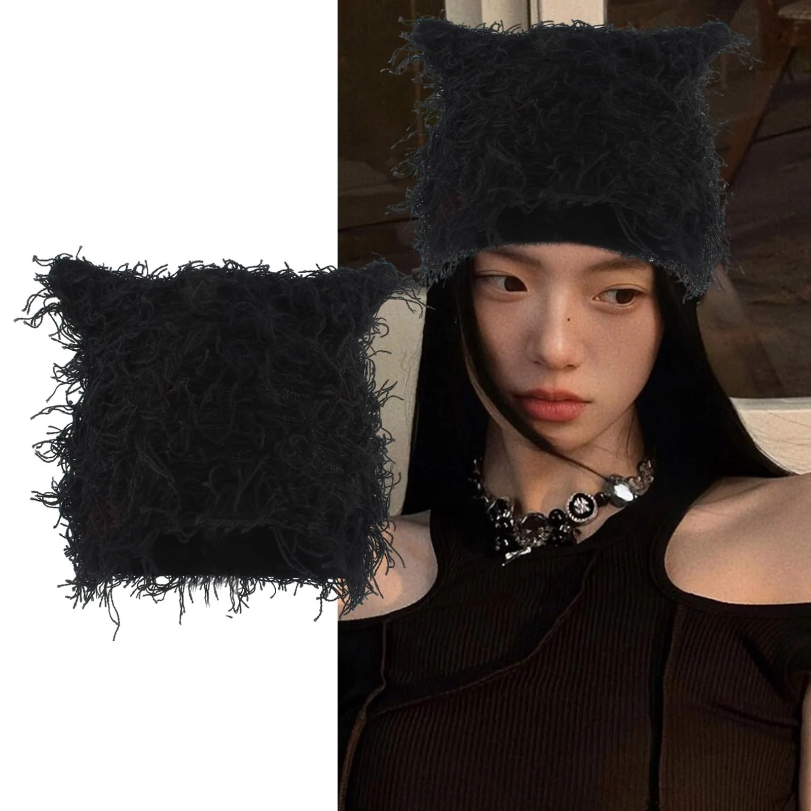 Шапка-біні Limtula з котячими вушками, в'язана, фото №2 Шапка-біні Limtula з котячими вушками, в'язана, фото №2