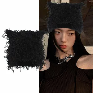 Шапка-біні Limtula з котячими вушками, в'язана synthetic.ua - Фото 1