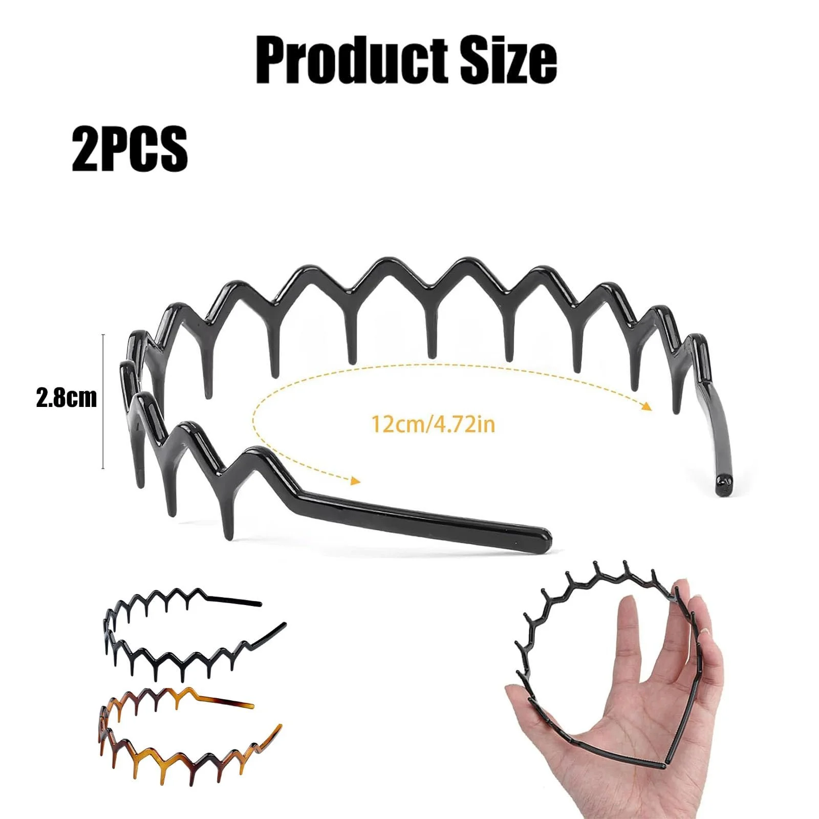 Набір гребінців-обручів зигзаг для волосся 2 шт, чорний та коричневий, фото №2 Набір гребінців-обручів зигзаг для волосся 2 шт, чорний та коричневий, фото №2