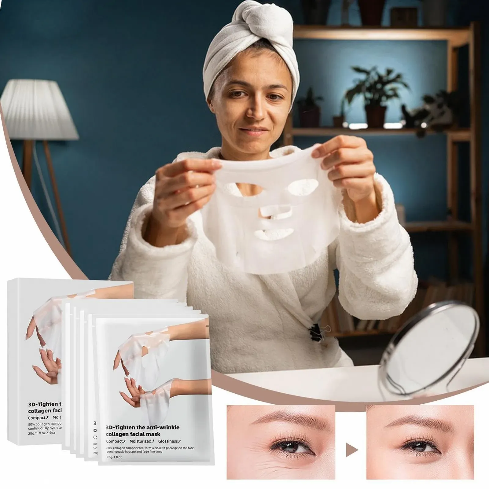 Увлажняющая маска для лица Hydro Boost Увлажняющие салфетки для лица Ночная маска для лица Нежные увлажняющие салфетки для лица Портативные патчи для лица для всех типов кожи, 28 г, фото №9