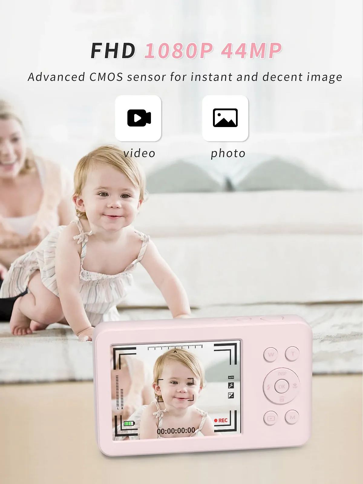 Цифрова компактна камера Mutrain X10 Slide Open 1080P 32G Pink, фото №3