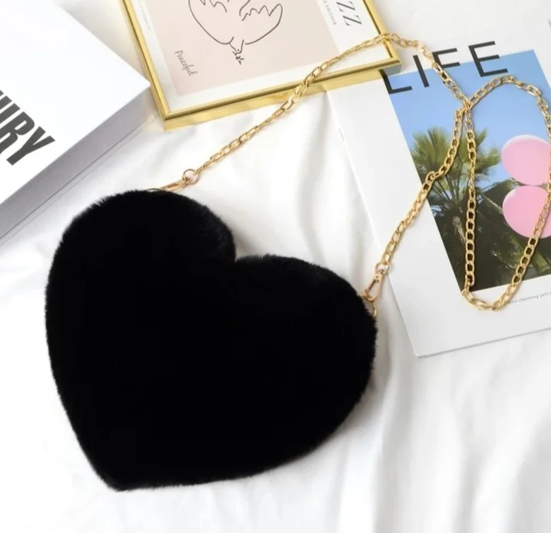 Модная черная женская мини-сумка сердечко, фото №1