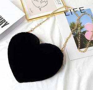 Модна чорна жіноча міні-сумка серце - Фото 1