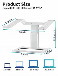 Подставка для ноутбука SOUNDANCE Регулируемая для стола, держатель для компьютера, эргономичная, совместима с ноутбуками от 10 до 17,3 дюймов, серебристая synthetic.ua - Фото 1