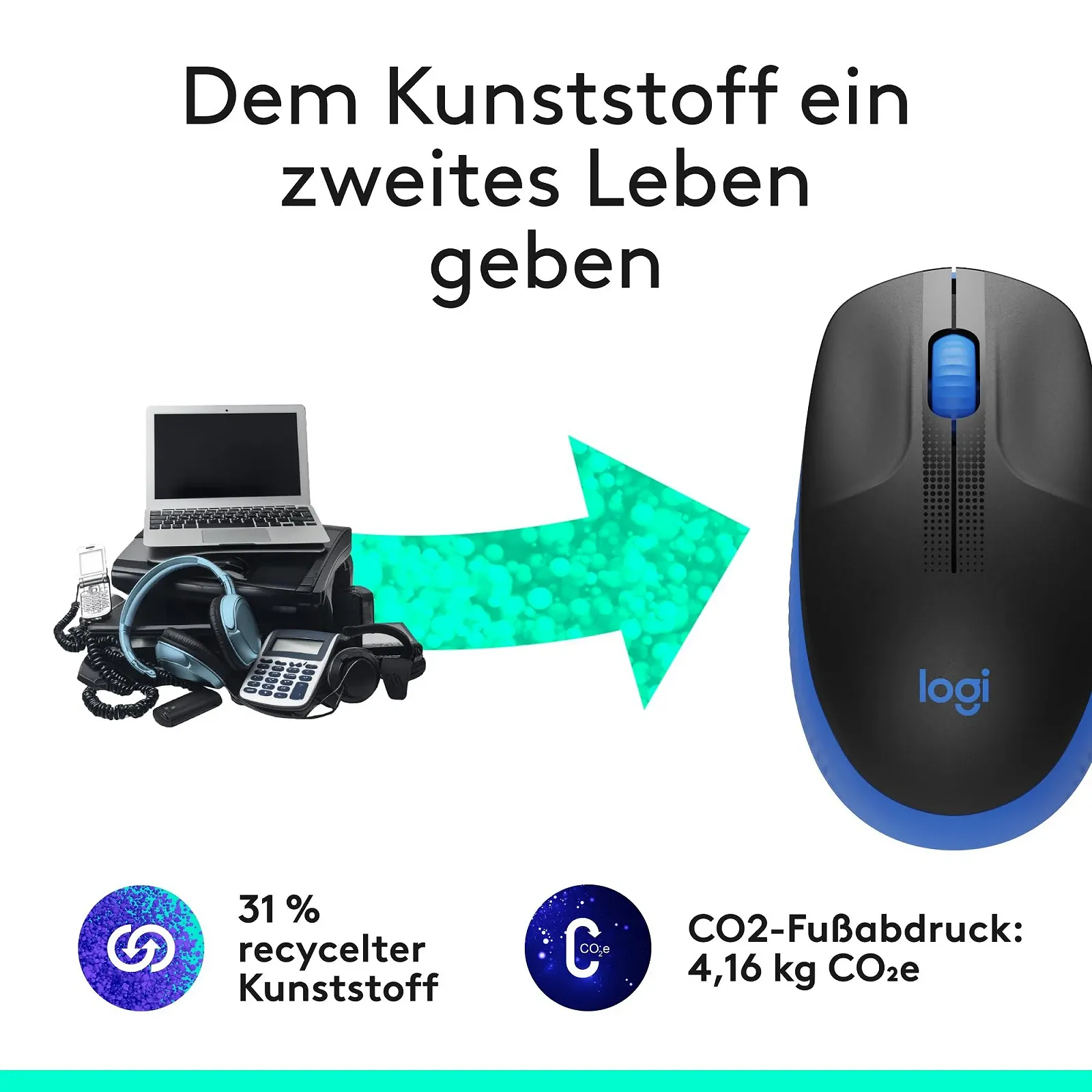 Мышь беспроводная Logitech M190 Синяя, фото №4 Мышь беспроводная Logitech M190 Синяя, фото №4